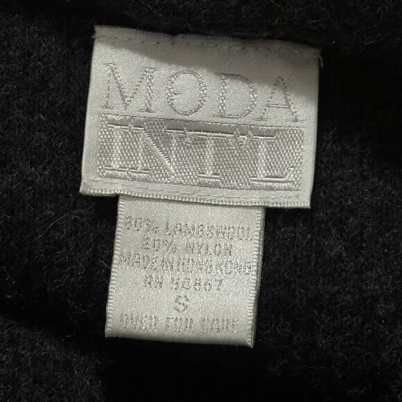 Vintage Lambswool Nylon Cardigan Sweater Gray Velvet Trim Moda International - Picture 6 of 6